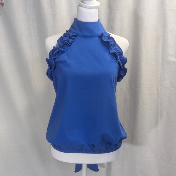 NWT INC Size Small Halter Style Top in Cosmic Cobalt Blue - Picture 1 of 16